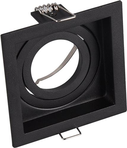 Spot Armatuur GU10 - Torna Kenan - GU10 Inbouwspot - Vierkant - 1-lichts - Zwart - Aluminium - Verdiept - Kantelbaar - Ø90