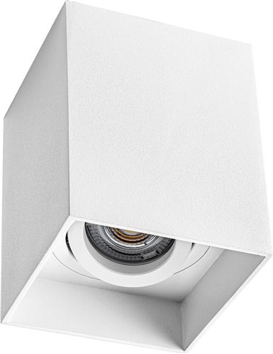Opbouwspot GU10 - Proma Luxina Pro - Opbouw Vierkant - Mat Wit - Aluminium - Verdiept - Kantelbaar - 90mm