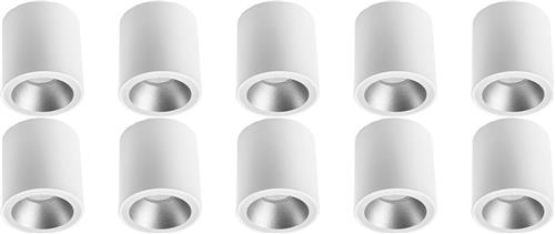 Opbouwspot 10 Pack - Proma Cliron Pro - GU10 Fitting - Opbouw Rond - Mat Wit/Zilver - Aluminium - Verdiept - Ø90mm