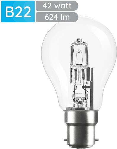 Modee B22 Halogeen Lamp Dimbaar 42W ECO - 624lm - 2700K - Warm Wit - ECO Halogeen Globe A55