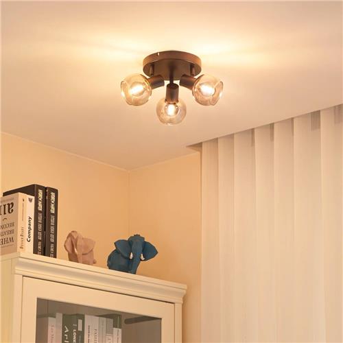 Lindby - buitenspot - 3lichts - ijzer, glas - H: 13 cm - E14 - zwart, rookgrijs
