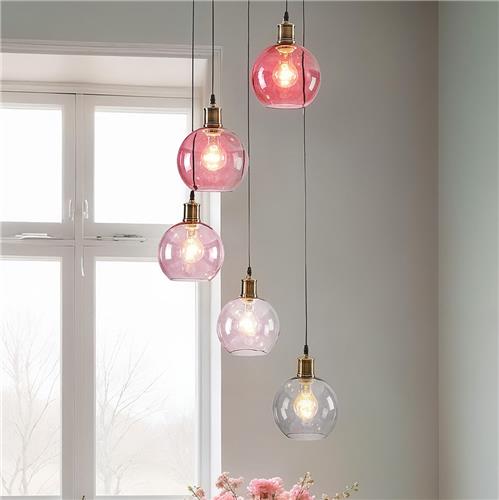 Hanglamp 5-lichts met gekleurd glas - Liya