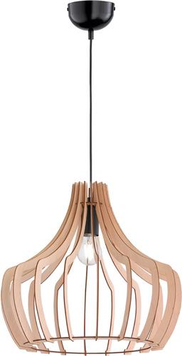 LED Hanglamp - Torna Wody - E27 Fitting - Rond/Ovaal - Mat Lichtbruin Hout