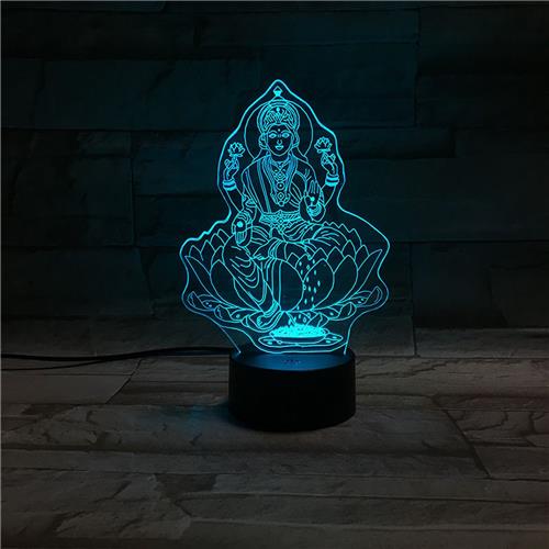 3D Led Lamp Met Gravering - RGB 7 Kleuren - Ganesh
