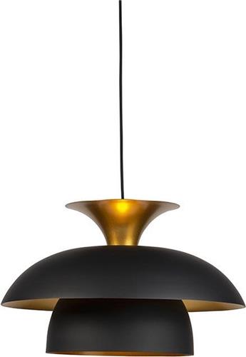 QAZQA Titus - Moderne Hanglamp met kap - 1 lichts - Ø 500 mm - Zwart Goud - Woonkamer | Slaapkamer | Keuken