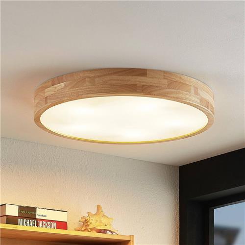Lindby - plafondlamp hout - 5lichts - eikenhout, kunststof - H: 8 cm - E27 - licht hout, wit