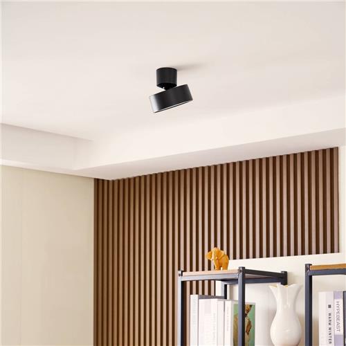 Lindby - LED plafondlamp - 1licht - Aluminium - H: 12.5 cm - zwart - Inclusief lichtbron