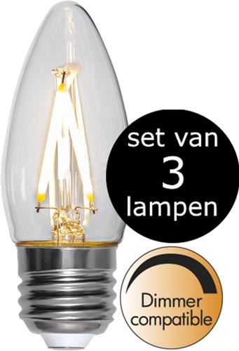 Star Trading - 3-Pack | LED - Kaars lamp - E27 - 2.5W - Extra Warm Wit - 2700K - Dimbaar