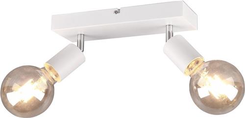 LED Plafondspot - Trion Zuncka - E27 Fitting - 2-lichts - Rechthoek - Mat Wit - Aluminium