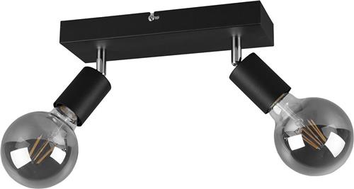 LED Plafondspot - Trion Zuncka - E27 Fitting - 2-lichts - Rechthoek - Mat Zwart - Aluminium