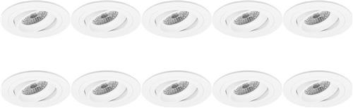 Spot Armatuur 10 Pack - Pragmi Aerony Pro - GU10 Inbouwspot - Rond - Wit - Aluminium - Kantelbaar - Ø82mm
