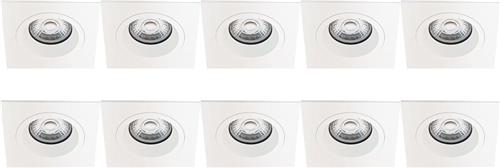Spot Armatuur 10 Pack - Proma Rodos Pro - GU10 Inbouwspot - Vierkant - Wit - Aluminium - 93mm