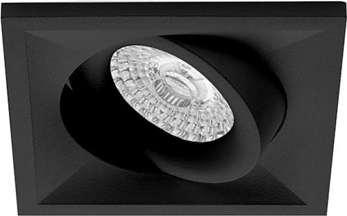 Spot Armatuur GU10 - Pragmi Qiundo Pro - GU10 Inbouwspot - Vierkant - Zwart - Aluminium - Kantelbaar - 80mm