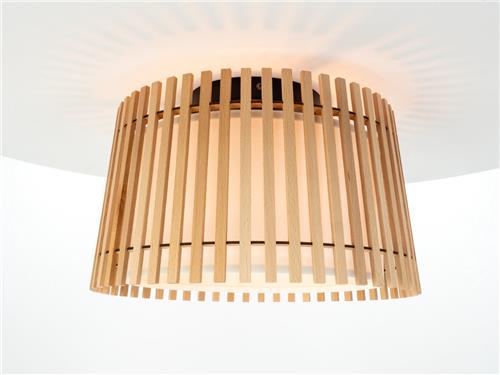 EGLO Fattoria Plafondlamp - E27 - Ø 38 cm - Zwart/Bruin/Wit - Hout/Textiel
