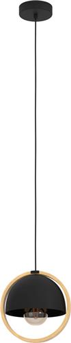 EGLO Callow Hanglamp - E27 - Ø 23 cm - Zwart/Bruin - Hout/Staal