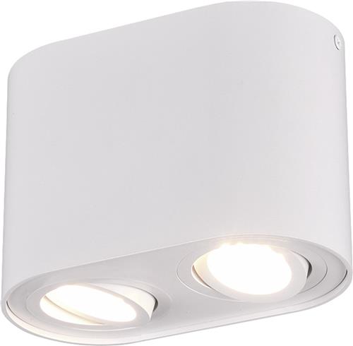 LED Plafondlamp - Plafondverlichting - Trion Cosmin - GU10 Fitting - 2-lichts - Rechthoek - Mat Wit - Aluminium