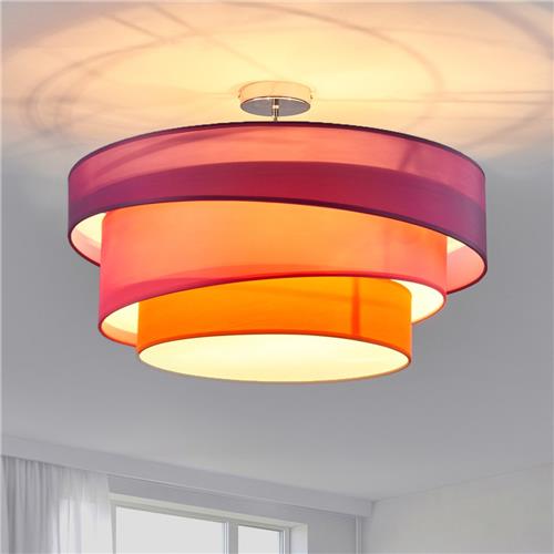 Lindby - plafondlamp - 3lichts - stof, metaal - H: 36.8 cm - E27 - paars, roze, oranje, chroom