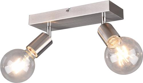 LED Plafondspot - Torna Zuncka - E27 Fitting - 2-lichts - Rechthoek - Mat Nikkel - Aluminium