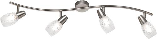 LED Plafondspot - Plafondverlichting - Torna Kalora - E14 Fitting - 4-lichts - Rechthoek - Mat Nikkel - Aluminium