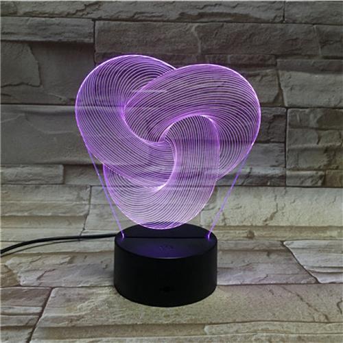 3D Led Lamp Met Gravering - RGB 7 Kleuren - Illusie
