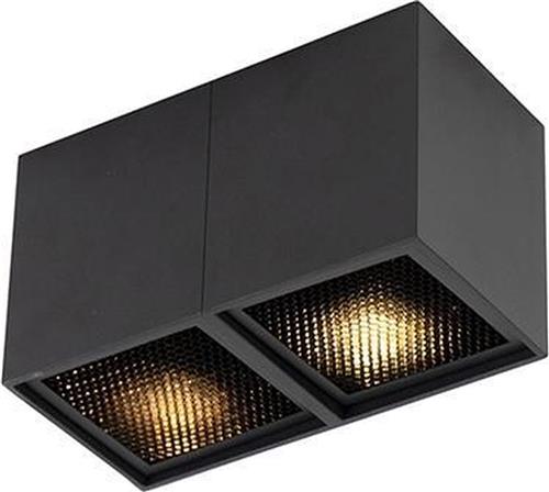 QAZQA qubo - Design Plafondspot | Spotje | Opbouwspot - 2 lichts - L 165 mm - Zwart - Woonkamer | Slaapkamer | Keuken
