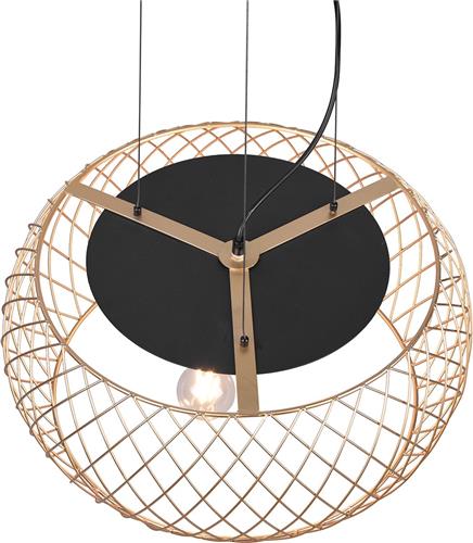 LED Hanglamp - Hangverlichting - Trion Tymon - E27 Fitting - 3-lichts - Rond - Mat Zwart/Goud - Aluminium