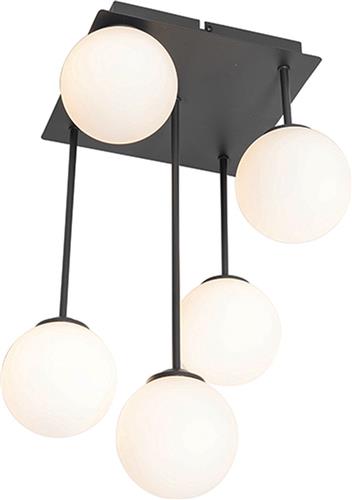 QAZQA athens-opal - Moderne Plafondlamp - 5 lichts - L 25.5 cm - Wit - Woonkamer | Slaapkamer | Keuken