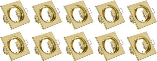 Spot Armatuur 10 Pack - Trion - GU10 Inbouwspot - Vierkant - Goud - Aluminium - Kantelbaar 80mm