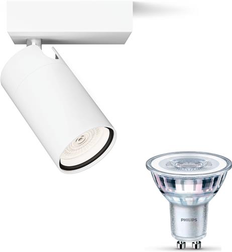 Philips Idris Opbouwspot voor Badkamer (Wit) - Badkamerlamp - Warmwit Licht - Wandspot of Plafondspot met 1 Lichtpunt - GU10 - SceneSwitch - Eenvoudig Dimbaar met Je Klassieke Schakelaar