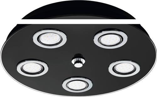 EGLO Grattino Plafonnière - GU10 - Staal;Glas - Zwart