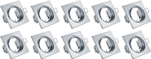 Spot Armatuur 10 Pack - Trion - GU10 Inbouwspot - Vierkant - Chroom - Aluminium - Kantelbaar 80mm