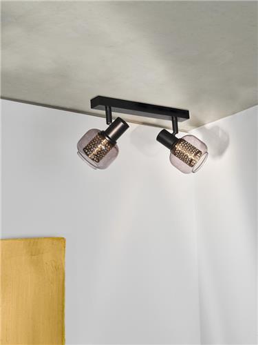 LEDVANCE Decor Spot Firefly Leuchte schwarz im Industrial Style, 2 x 2.8 W, 500 lm, 2700 K, Gehäuse aus Metall und Glas, E14 Fassung, einfache Montage, dimmbare OSRAM Lampe inklusive