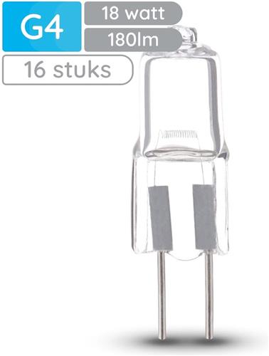 Modee Halogeen Lamp G4 - 18W 2700K 180 LM 12V - Halogeen Lamp insteek - Warm Wit - 16 stuks
