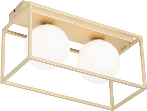 QAZQA aniek - Design Plafondlamp - 2 lichts - L 35 cm - Goud/messing - Woonkamer | Slaapkamer | Keuken
