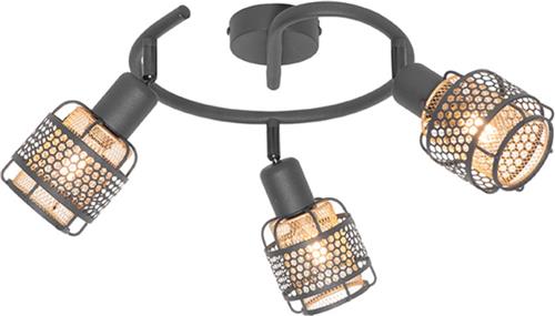 QAZQA noud - Design Plafondspot | Spotje | Opbouwspot - 3 lichts - Ø 50 cm - Zwart Goud - Woonkamer | Slaapkamer | Keuken