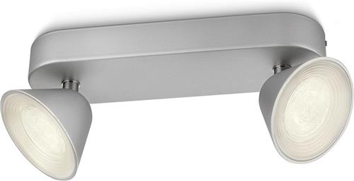 Philips myLiving Tweed - Plafondlamp - 2 Spots - LED -  Aluminium
