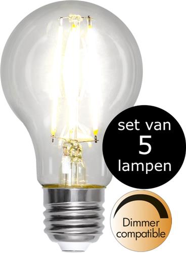 Star Trading - 5-Pack | LED - Standaard Bol - E27 - 8W - Koel Wit - 4000K - Dimbaar