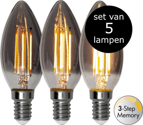 Star Trading - 5-Pack | LED - 3 standen - Kaarslamp - E14 - 2.9W - Super Warm Wit - 2200K - Dimbaar