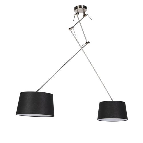 QAZQA blitz - Moderne Hanglamp met kap - 2 lichts - L 300 mm - Zwart - Woonkamer | Slaapkamer | Keuken