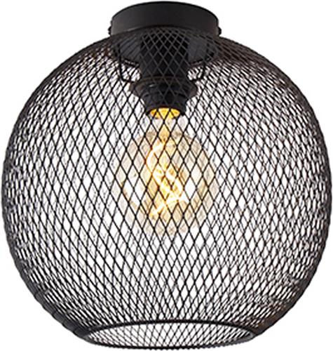 QAZQA mesh_ball - Moderne Plafondlamp - 1 lichts - Ø 30 cm - Zwart - Woonkamer | Slaapkamer | Keuken