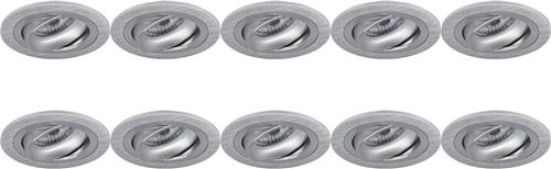 Spot Armatuur 10 Pack - Pragmi Alpin Pro - GU10 Inbouwspot - Rond - Zilver - Aluminium - Kantelbaar - Ø92mm