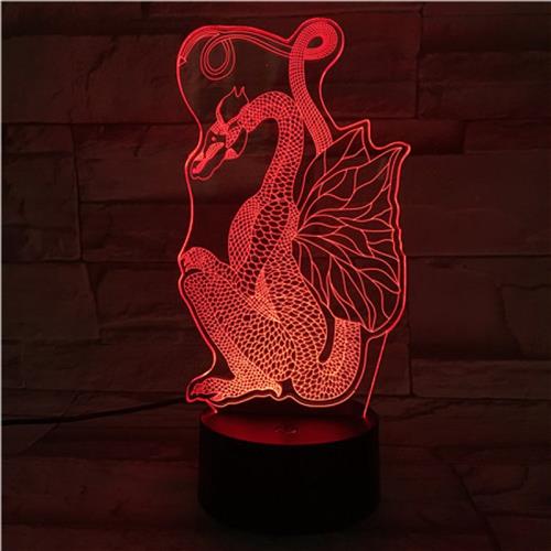 3D Led Lamp Met Gravering - RGB 7 Kleuren - Draak