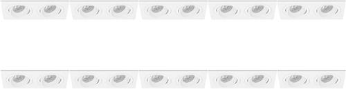 Spot Armatuur 10 Pack - Pragmi Borny Pro - GU10 Inbouwspot - Rechthoek Dubbel - Wit - Aluminium - Kantelbaar - 175x92mm