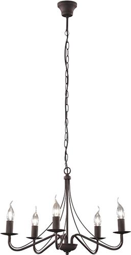 LED Kroonluchter - Trion Kantra - E14 Fitting - 5-lichts - Rond - Roestkleur - Aluminium
