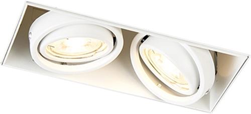 QAZQA oneon trimless 50 - Moderne Grote inbouwspot - 2 lichts - L 190 mm - Wit - Woonkamer | Slaapkamer | Keuken