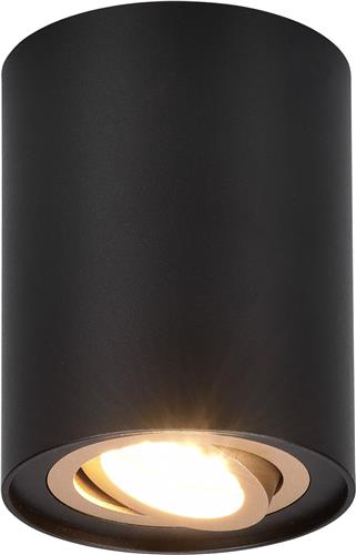 LED Plafondspot - Trion Kowki - GU10 Fitting - Rond - Mat Zwart - Aluminium