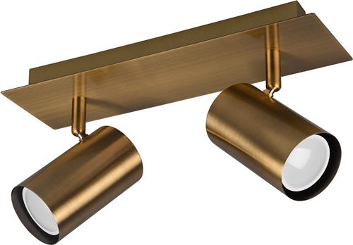 LED Plafondspot - Torna Monla - GU10 Fitting - 2-lichts - Rond - Antiek Koper - Aluminium