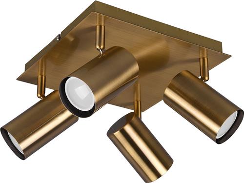 LED Plafondspot - Trion Monla - GU10 Fitting - 4-lichts - Rond - Antiek Koper - Aluminium