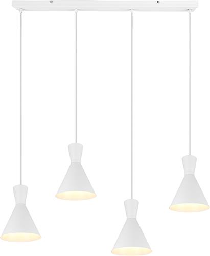 LED Hanglamp - Trion Ewomi - E27 Fitting - 4-lichts - Rechthoek - Mat Wit - Aluminium