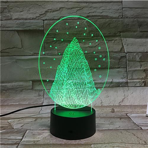3D Led Lamp Met Gravering - RGB 7 Kleuren - Berg
